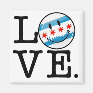 Love for Chicago Smiling Flag Magnet
