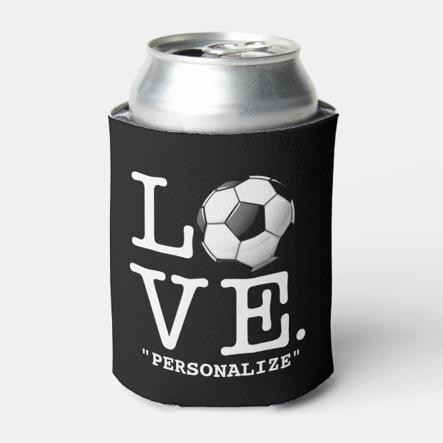Love For Soccer Glossy Soccer Ball Can Cooler (Can Front)
