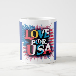 "Love for USA Patriotic Mug" Large Coffee Mug