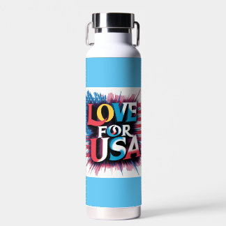 "Love for USA Patriotic Water Bottle" Water Bottle