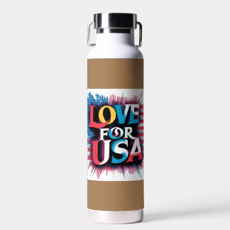 "Love for USA Patriotic Water Bottle" Water Bottle