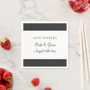Love forever black & white polka dot wedding party napkin