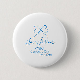 Love Forever blue bow happy Valentine's day name d 2 Inch Round Button