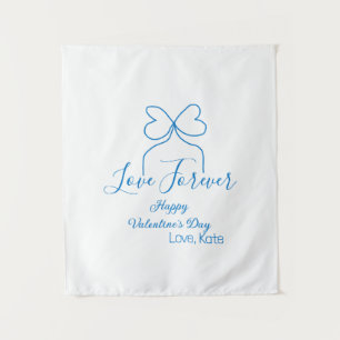 Love Forever blue bow happy Valentine's day name d Tapestry