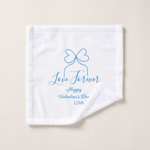 Love Forever blue bow happy Valentine's day name d Wash Cloth