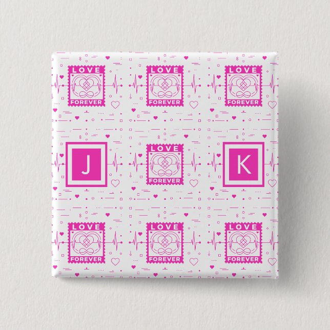 Love forever Customize it with your initials 2 Inch Square Button (Front)