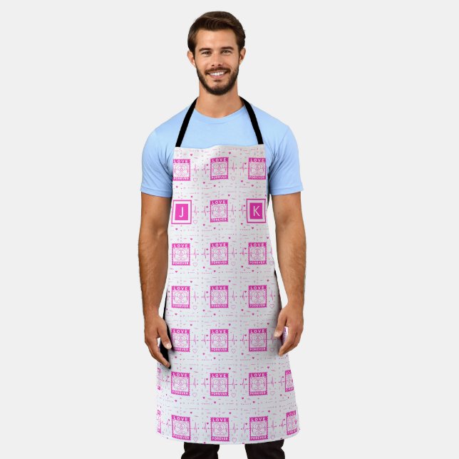 Love forever Customize it with your initials Apron (Worn)