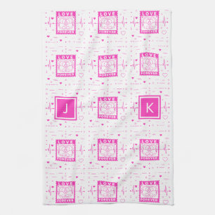 Love forever Customize it with your initials Kitchen Towel