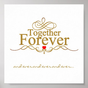  Love Forever Gold Coloured Typography Poster