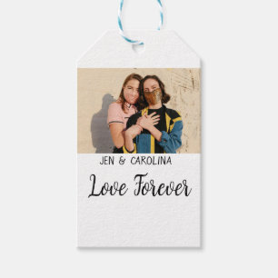 Love Forever LGbtq couple pride add photo name sim Gift Tags