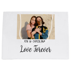 Love Forever LGbtq couple pride add photo name sim Large Gift Bag