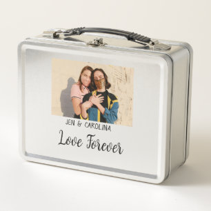 Love Forever LGbtq couple pride add photo name sim Metal Lunch Box