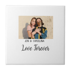 Love Forever LGbtq couple pride add photo name sim Tile