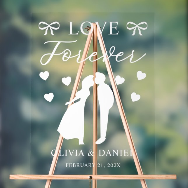Love & Forever Personalized Wedding Acrylic Sign (Neutral)