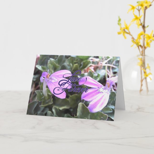 Love Forever Purple Flowers Carte de voeux vierge (Fleur jaune)
