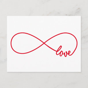 Love forever, red infinity sign, never ending love postcard