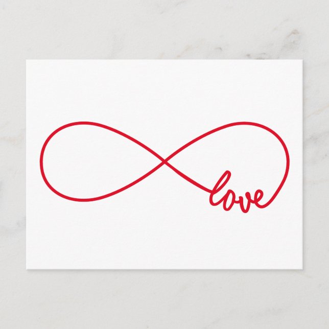 Love forever, red infinity sign, never ending love postcard (Front)
