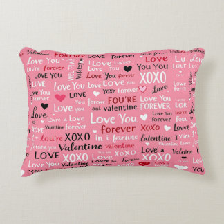 Love Forever - Valentine's Day Typography Pattern Accent Pillow