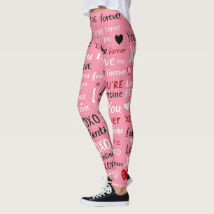Love Forever - Valentine's Day Typography Pattern Leggings