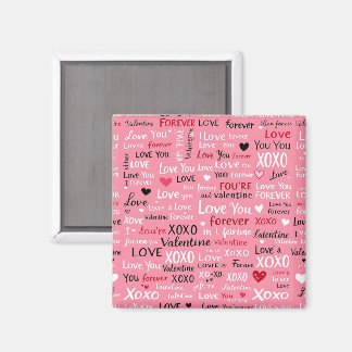 Love Forever - Valentine's Day Typography Pattern Magnet