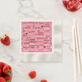 Love Forever - Valentine's Day Typography Pattern Napkin