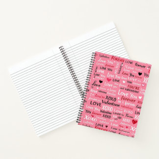 Love Forever - Valentine's Day Typography Pattern Notebook