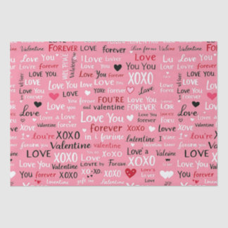 Love Forever - Valentine's Day Typography Pattern Tissue Paper