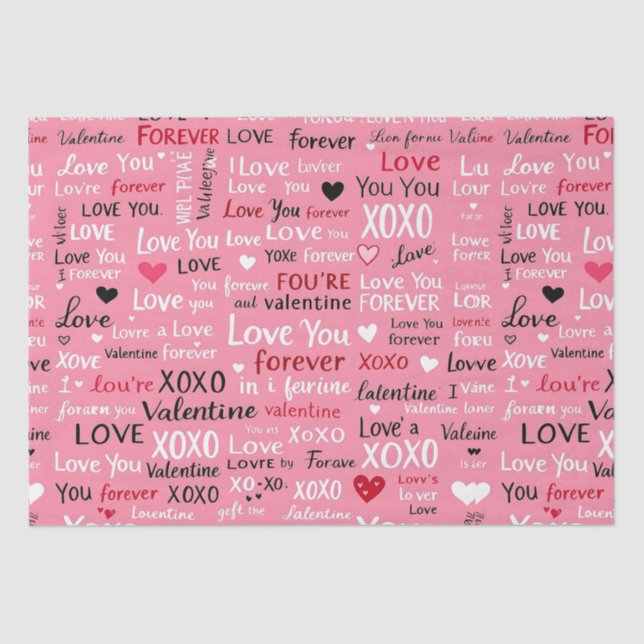 Love Forever - Valentine's Day Typography Pattern Tissue Paper (Front)