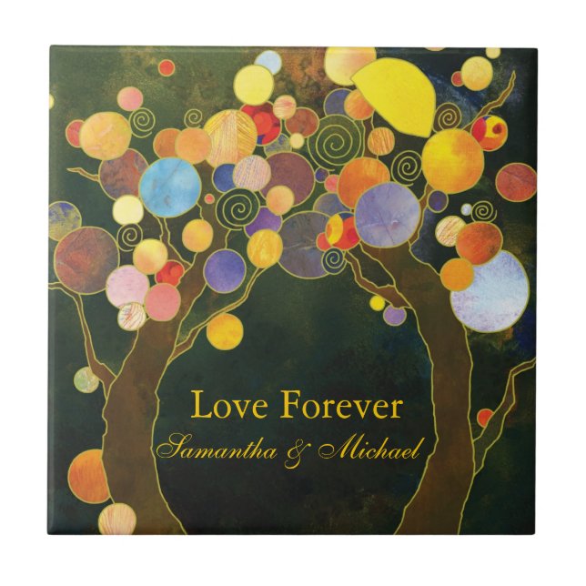 Love Forever Wedding Anniversary Keepsake Tile (Front)