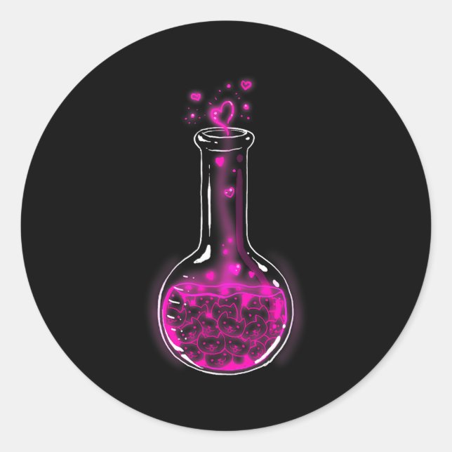 Love Formula Cats Lovers Cat Lab Lady Valentines  Classic Round Sticker (Front)