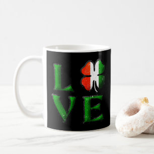 Love Four Leaf Clover Irish Flag St. Patrick's Coffee Mug