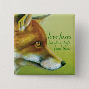 Love foxes but please don't feed them art button