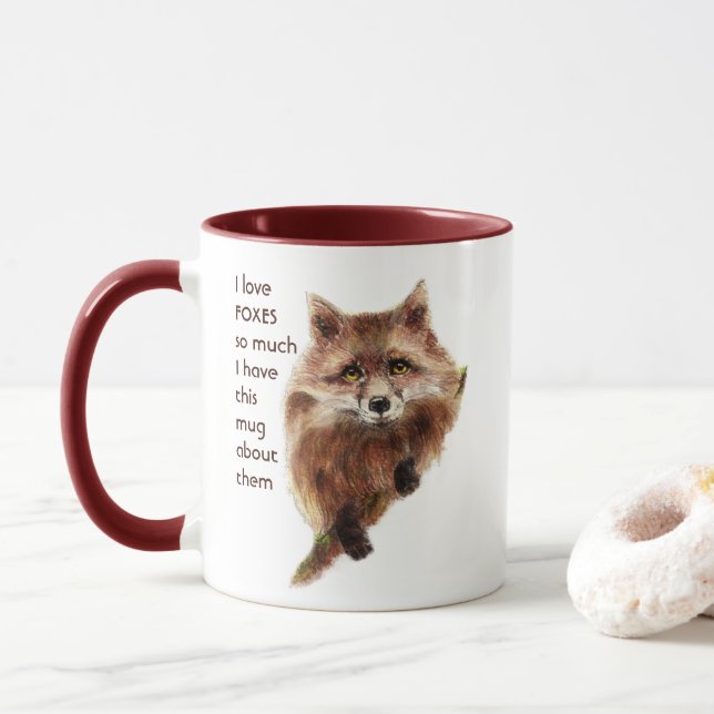 Love FOXES FOX ANIMAL so so much I Fun Quote  Mug (With Donut)