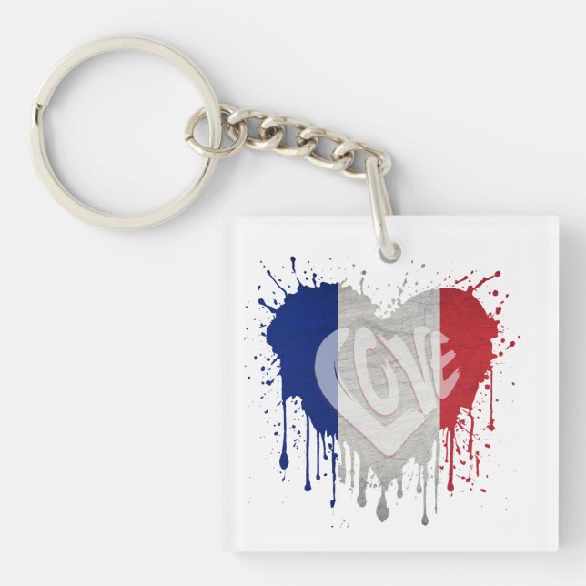 Love France Flag Keychain (Front)