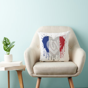 Love France Flag Throw Pillow