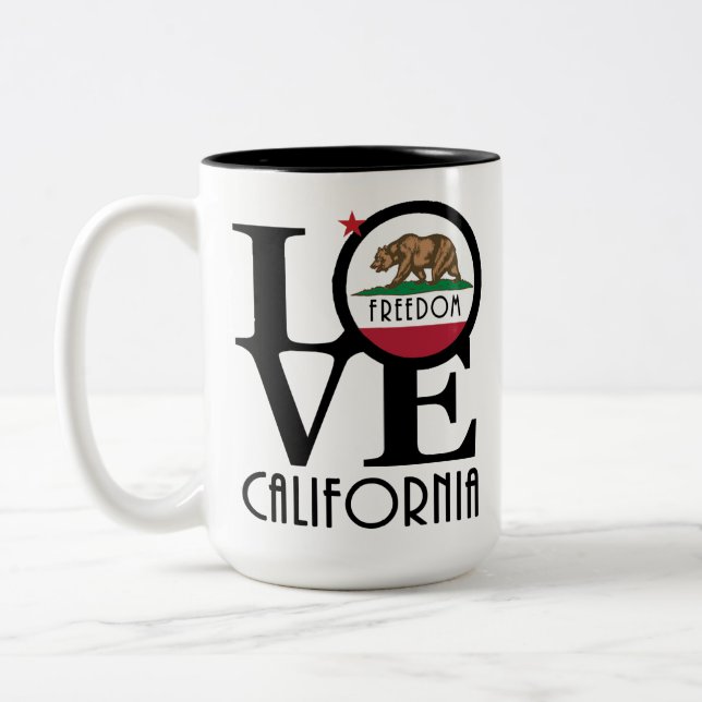 LOVE Freedom California 15oz Two-Tone Coffee Mug (Left)