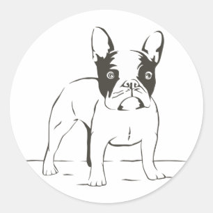 Love French Bulldog Puppy Dog  Black Illustration Classic Round Sticker