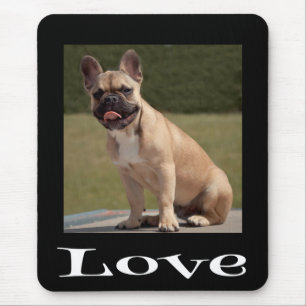 Love French Bulldog Puppy Dog Black Mousepad