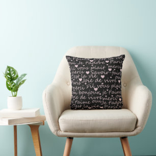 Love French Je t’aime Throw Pillow