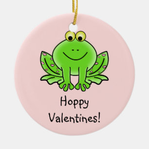 Love Frog Funny Greeting: Hoppy Valentine's Day Ceramic Ornament