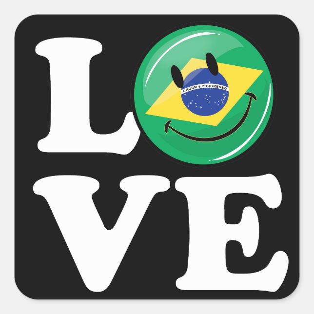 Love from Brazil Smiling Face Square Sticker (Front)
