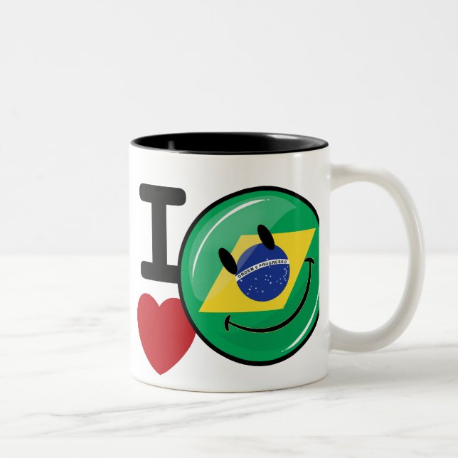 Love from Brazil Smiling Face Two-Tone Coffee Mug (Right)