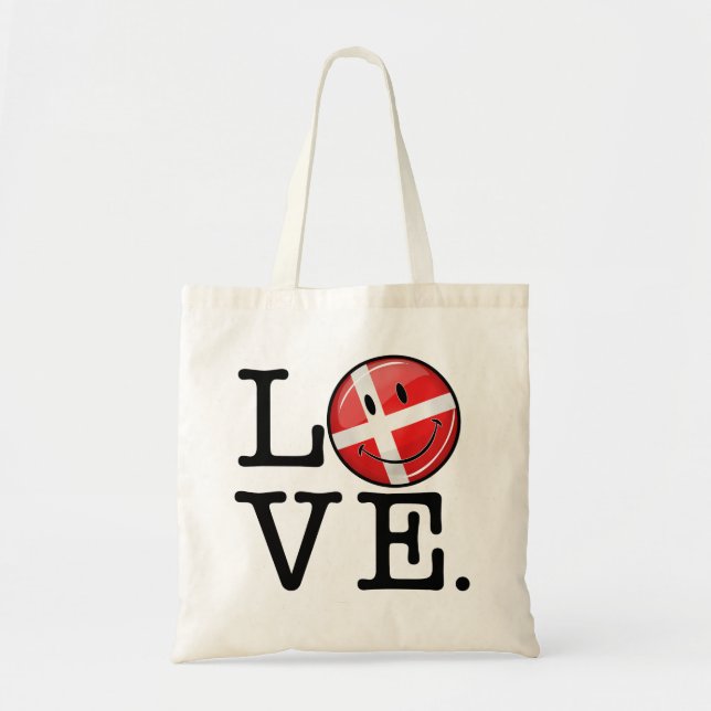 Love From Denmark Smiling Flag Tote Bag (Front)
