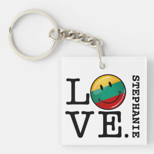 Love From Lithuania Smiling Flag Keychain