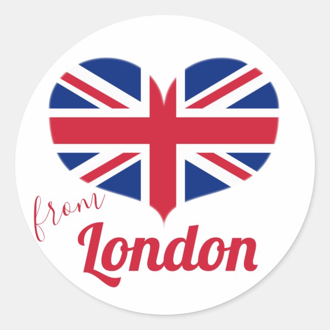Love from London | Heart Shaped UK Flag Union Jack Classic Round Sticker (Front)