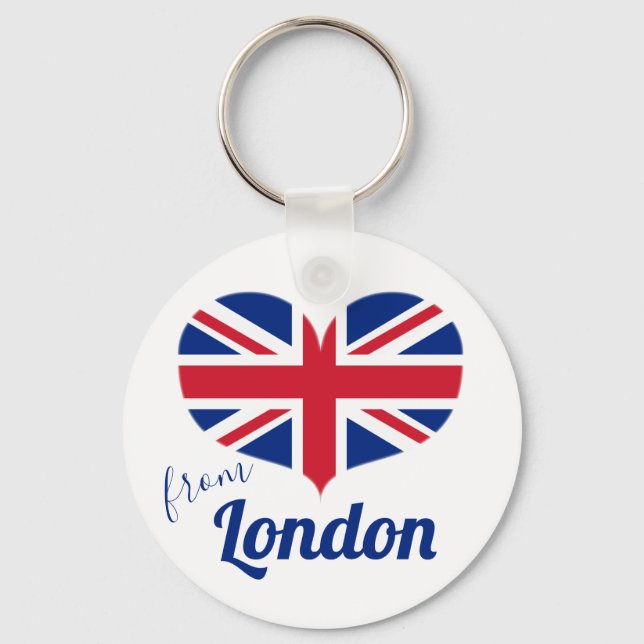Love from London | Heart Shaped UK Flag Union Jack Keychain (Front)