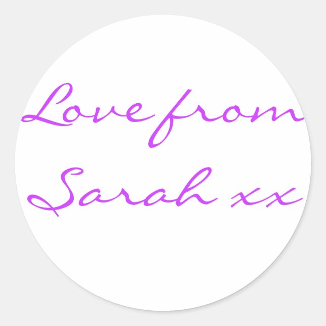 Love from Sarah Sticker (Sheet of 20) (Front)