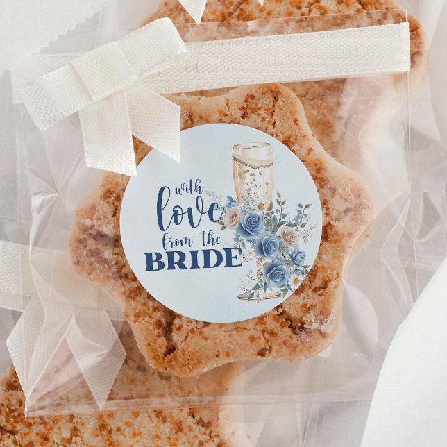 Love from the Bride Something Blue Bridal Shower Classic Round Sticker (Creator Uploaded)