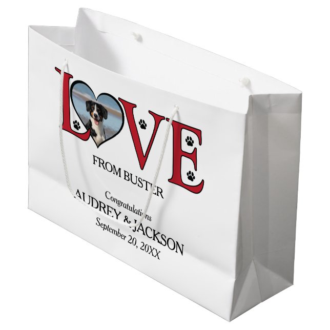 Love From Your Dog Wedding Gift Bag (Front Angled)
