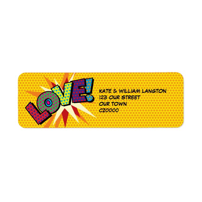 LOVE Fun Retro Comic Book Pop Art Adresse (Devant)